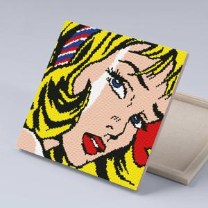 DIY캔버스형 보석십자수 30x30cm 헤어리본을 한 소녀
