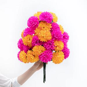 국화 알륨 성묘 꽃다발 조화 폼폼 어렌지 50cm 납골당 산소 추모 장식