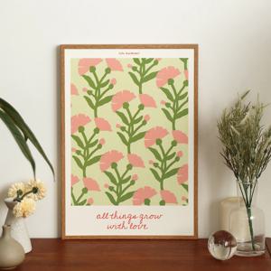 라이프가드너 인테리어 꽃 일러스트 포스터 A3 / 04 carnation 카네이션