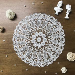 바람꽃 화이트 레이스 자수 매트 식탁 주방 홈데코 소품 받침 30cm