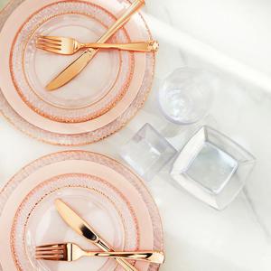 4인세트 체리블라썸 40P 핑크 홈파티 큰 플라스틱 일회용 파티접시 식기세트