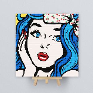 DIY종이판형 보석십자수 30x30cm 파란머리소녀_종이판