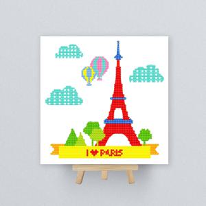 DIY종이판형 보석십자수 20x20cm 랜드마크_에펠탑