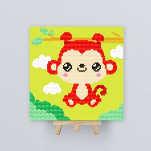 DIY종이판형 보석십자수 20x20cm 12간지_원숭이