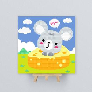 DIY종이판형 보석십자수 20x20cm 12간지_쥐
