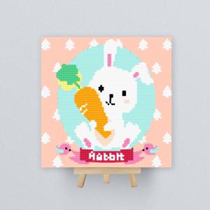 DIY종이판형 보석십자수 20x20cm 12간지_토끼