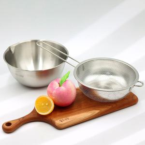스텐 펀칭볼 믹싱볼 2종세트 베이킹 계량 볼 채반 건지기 소쿠리 바구니 채망 (20cm)