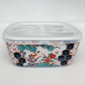하코야 사각 미니 도자기볼 300mL(+전자렌지용뚜껑) 찬기 밥공기-육각소나무