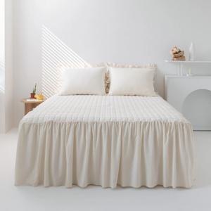 워싱광목 프릴 누빔 침대커버(베드스커트) 2colors