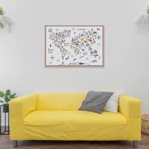 캔버스 원목띄움 그림액자 세계지도 World Map  파리다자만