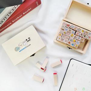 다이어리 꾸미기 설렘 스탬프 빈티지 우드 일러스트 도장 다꾸템