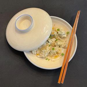 예쁜 파랑 라인 뚜껑 플레이트 반찬 디저트 원형 접시 그릇