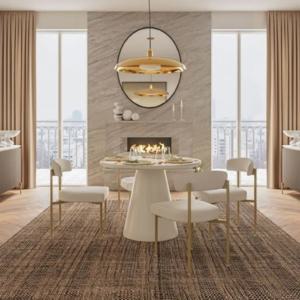보테 세라믹 원형식탁 4인세트 1000 아이보리_뉴헤링본체어4EA