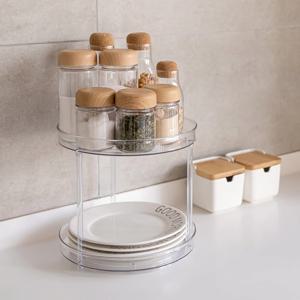 접시정리대 투명 2단 회전양념통 트레이 주방정리용품 (대)