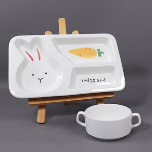 토끼 캐릭터 도자기 유아 식판 + 볼 230ml