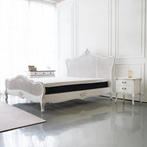 에메랄드 프렌치 엔틱 신혼 침대 라탄 Q/LK  빈티지 화이트