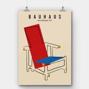 미드센츄리 모던 바우하우스 포스터 인테리어 액자 Red blue Chair