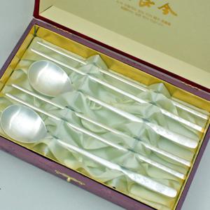 대장금 은수저 2벌+비단케이스 답례품 숟가락세트