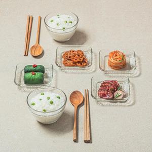 한상차림 유리공기+정사각 6조 세트