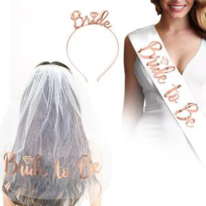 브라이덜샤워 신부 면사포 머리띠 어깨띠 세트