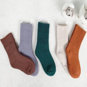 아동 컬러 통파일 발목 골지 양말 5켤레