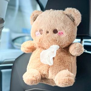 브라운곰 차량용 휴지걸이 캐릭터 인형 티슈 화장지 휴지케이스