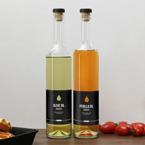 원형오일500ml 유리병 낱개 참기름 들기름 스티커