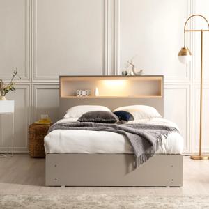 앤유 편백원목 LED조명 3단서랍 수납형 퀸침대+포켓 고탄성HR폼2(매트포함)0 Q