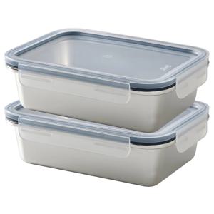 IKEA 365+ 밀폐용기 반찬통 직사각 1L 2입세트 (스테인리스+플라스틱)