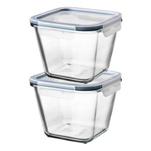 IKEA 365+ 밀폐용기 반찬통 사각 1.2L 2입세트 (내열유리+플라스틱)