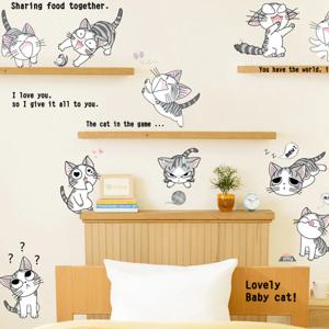 포인트 스티커 벽지 줄무늬 고양이/인테리어 카페