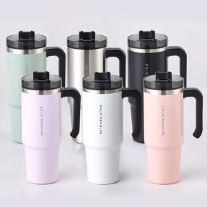오슬로 리볼브 핸들 스텐 빨대 대용량 손잡이 텀블러 900ml (6color)