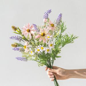 데이지 믹스 번들 라벤더 꽃다발 부케 조화_3color