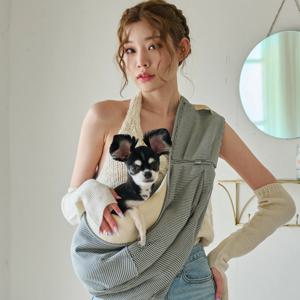 강아지 품쏙 슬링백_Black check