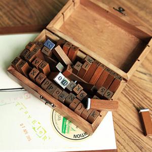 알파벳 빈티지 우드 박스 스탬프 도장