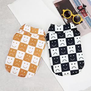 고양이 강아지옷 스마일리 체크셔츠