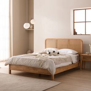 발리 라탄 고무나무 원목 통깔판 침대(매트리스 포함) LK