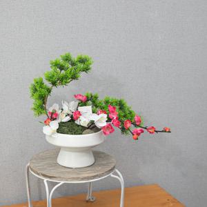 매화 조화 센터피스 눈향 수반 화분 set 36cm 인테리어 꽃 테이블 장식