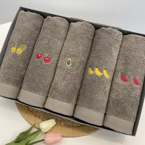 40수 후르츠 자수타올170g 5P 고급수건세트 답례선물타올 호텔타올 집들이선물 욕실타올