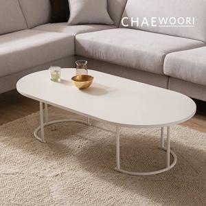 어도러블 화이트 타원형 1200 거실 소파 테이블