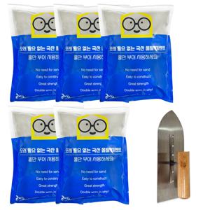 국산 몰탈 시멘트 2kg 5개+흙손 틈새 소포장 모르타르 고강도 가정용