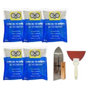 보수 국산 몰탈 시멘트2kg 5개+흙손+D형고무헤라 모르타르 평탄