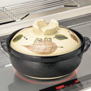 욧카이치 반코야키 IH도자기 냄비 뚝배기 나뭇잎부엉이7호