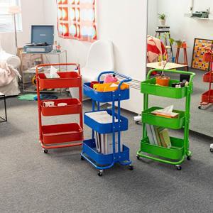 TERSO 비비드 컬러 철제 이동식 트롤리 카트 3단