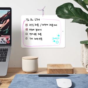 두문 스틸 메모 자석보드 둥근사각 화이트보드 칠판 370X278mm