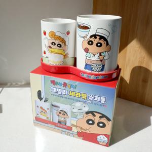 짱구 패밀리 세라믹 수저통