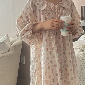 H.made 엔젤리 플라워 원피스 잠옷 여성 7부 파자마 세트 ops 2color