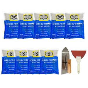 레미탈 모르타르 급결 방수 시멘트2kg 9개+흙손+D형헤라 벽돌 고강도 미장