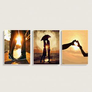 DIY캔버스형 3단세트 그림그리기 40x50cm 러브커플