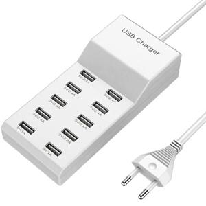 [해외] 10구 USB 멀티충전기 50W 유럽형플러그 DC5V